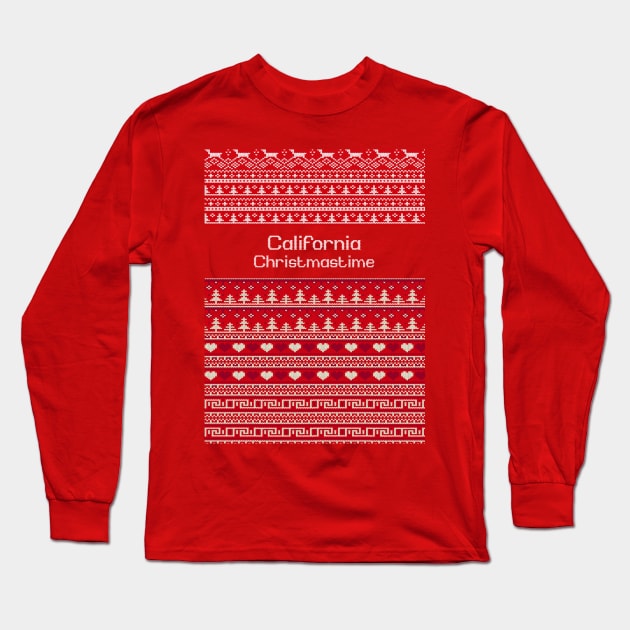 California (Ugly Sweater) Christmastime [tall] Long Sleeve T-Shirt by Ukulily